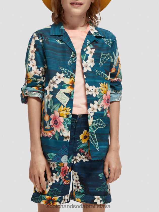 deti oblečenie kombinácia d Scotch & Soda organická košeľa s dlhým rukávom s potlačou 4ZV00D798