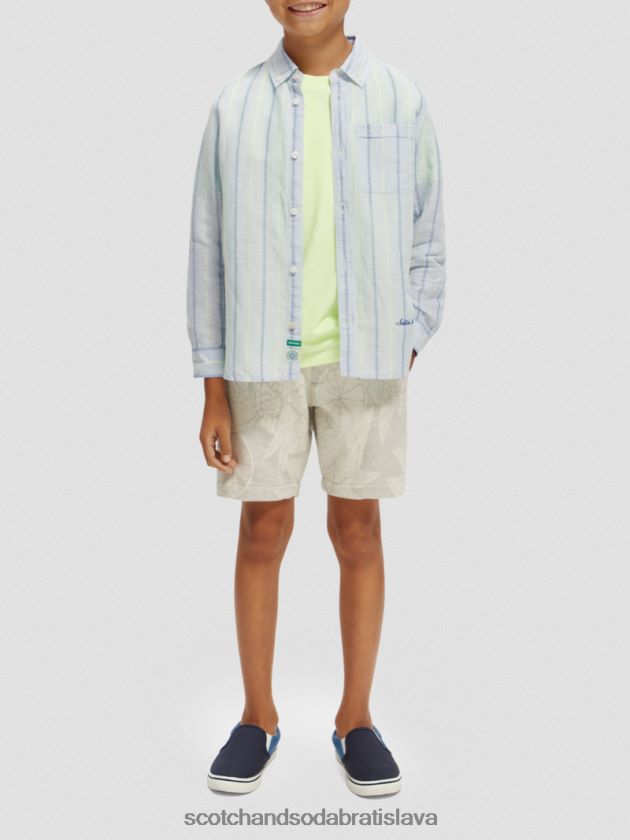 deti oblečenie modrý pruh Scotch & Soda ľanová košeľa s úpravou rukávov 4ZV00D800