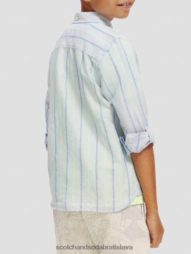 deti oblečenie modrý pruh Scotch & Soda ľanová košeľa s úpravou rukávov 4ZV00D800