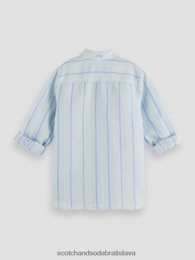 deti oblečenie modrý pruh Scotch & Soda ľanová košeľa s úpravou rukávov 4ZV00D800