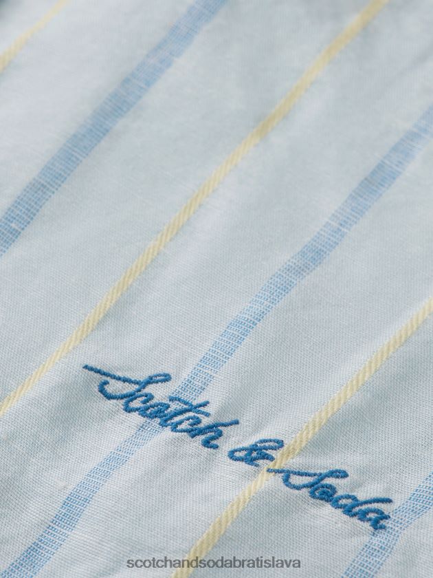deti oblečenie modrý pruh Scotch & Soda ľanová košeľa s úpravou rukávov 4ZV00D800