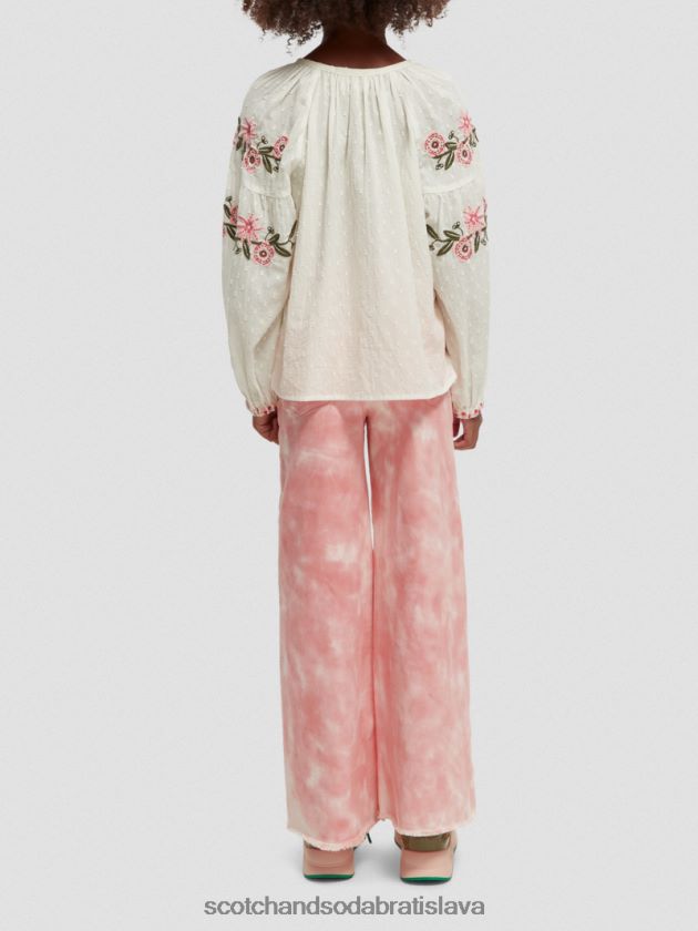 deti oblečenie vanilkový ľad Scotch & Soda kvetinová vyšívaná košeľa s dlhým rukávom 4ZV00D739