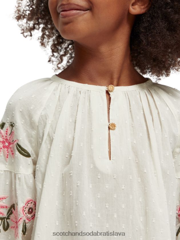 deti oblečenie vanilkový ľad Scotch & Soda kvetinová vyšívaná košeľa s dlhým rukávom 4ZV00D739