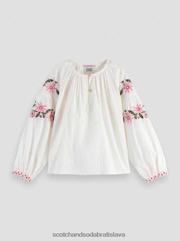 deti oblečenie vanilkový ľad Scotch & Soda kvetinová vyšívaná košeľa s dlhým rukávom 4ZV00D739