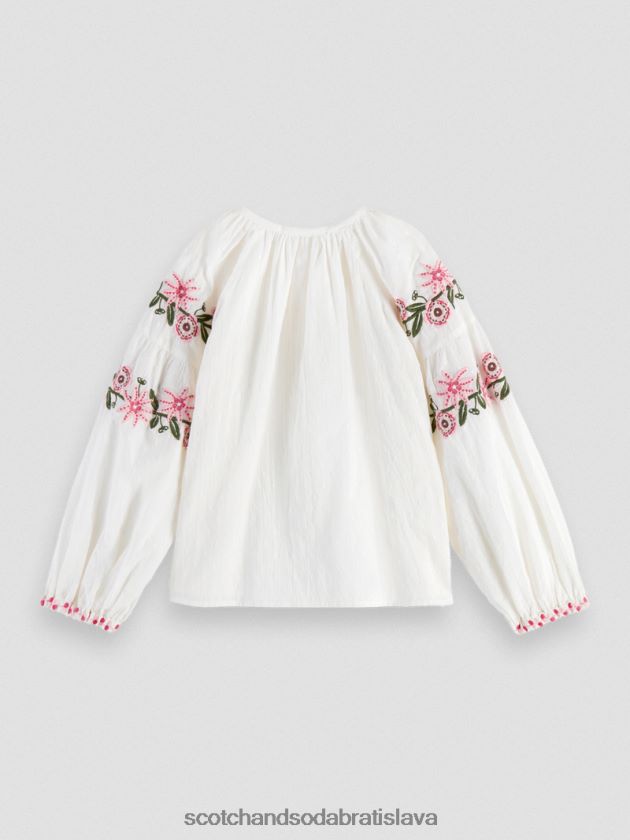 deti oblečenie vanilkový ľad Scotch & Soda kvetinová vyšívaná košeľa s dlhým rukávom 4ZV00D739