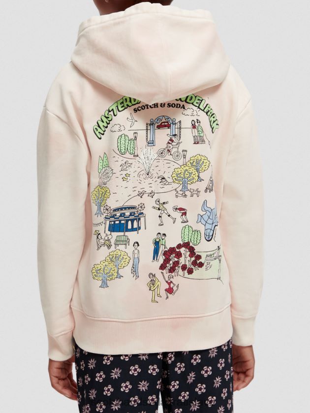 deti oblečenie jabloňový kvet Scotch & Soda Umelecká mikina voľného strihu s kapucňou 4ZV00D748