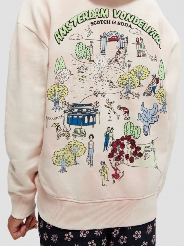 deti oblečenie jabloňový kvet Scotch & Soda Umelecká mikina voľného strihu s kapucňou 4ZV00D748