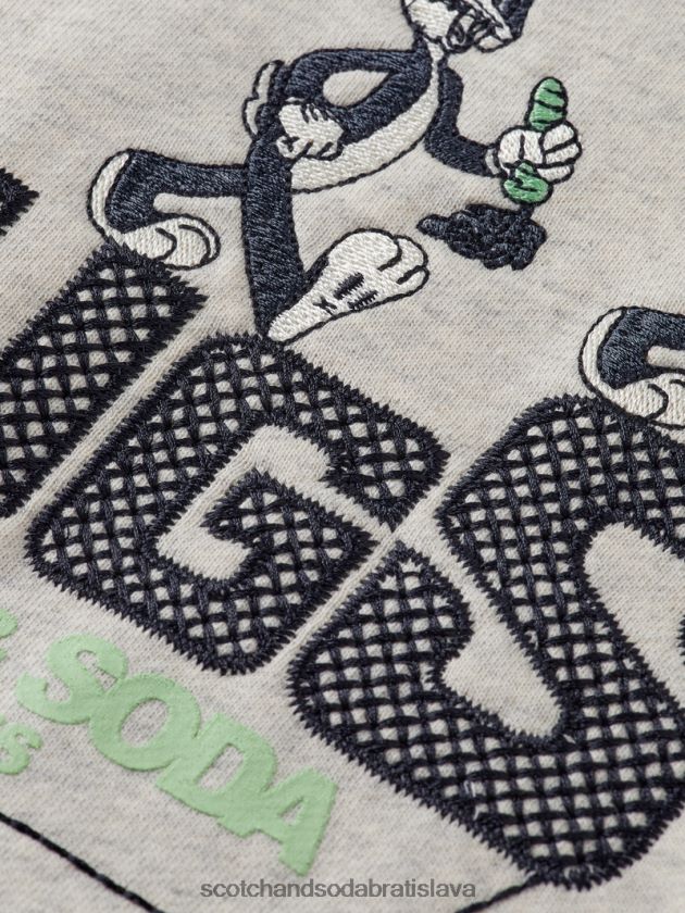deti oblečenie off white melange Scotch & Soda vyšívaná mikina z organickej bavlny looney tunes 4ZV00D754