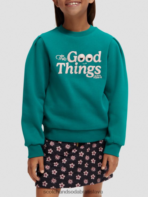 deti oblečenie páv Scotch & Soda umelecká mikina s plisovanými rukávmi 4ZV00D751