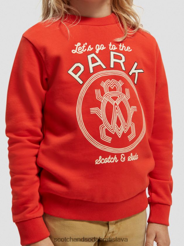 deti oblečenie paradajka Scotch & Soda umelecká mikina s výstrihom z organickej bavlny 4ZV00D775