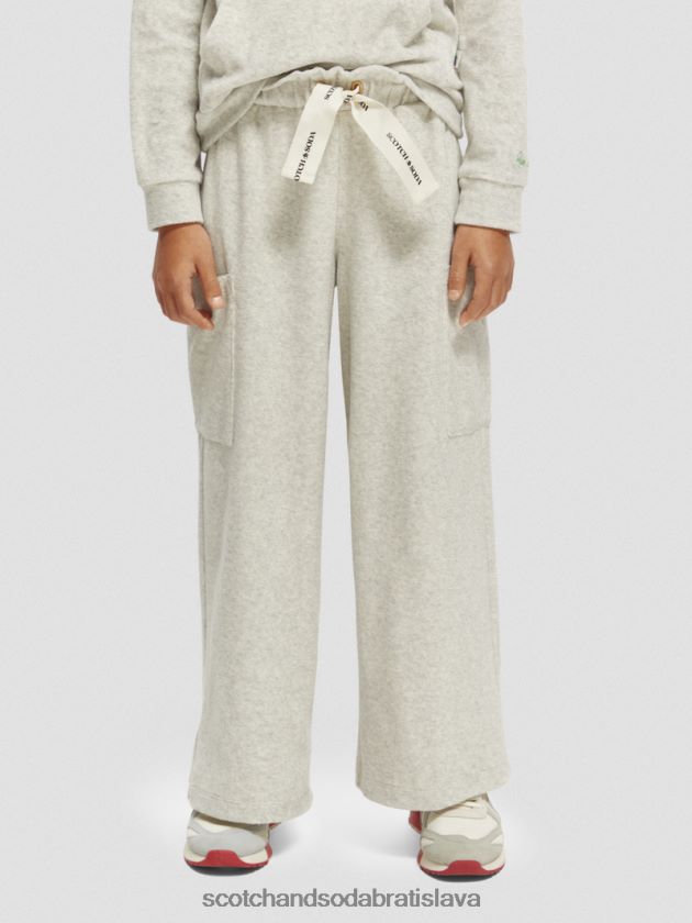 deti oblečenie sivá melanž Scotch & Soda vysoké cargo tepláky so širokými nohavicami 4ZV00D756