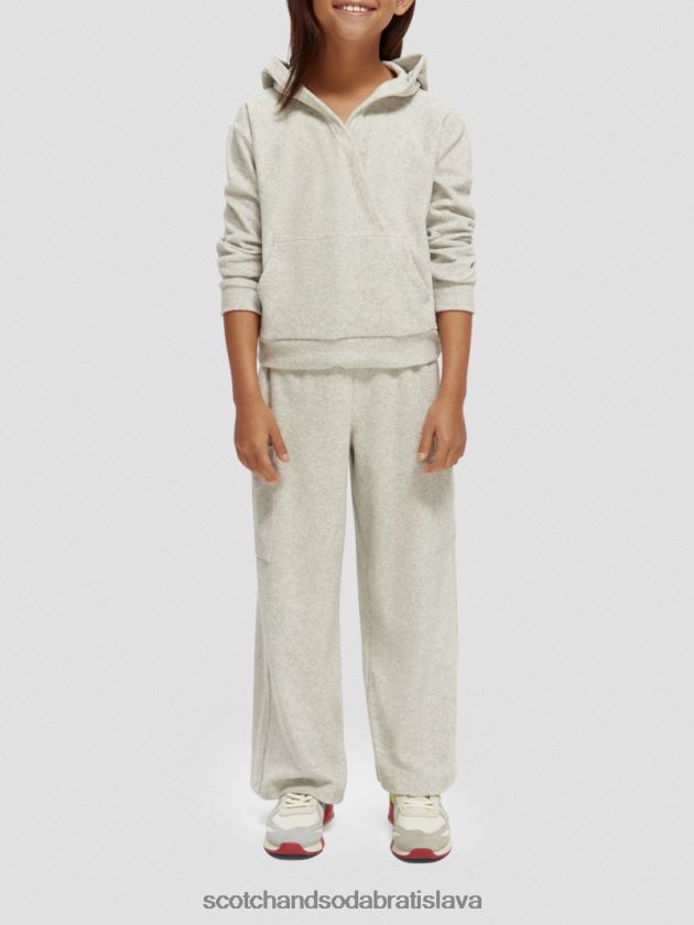 deti oblečenie sivá melanž Scotch & Soda vysoké cargo tepláky so širokými nohavicami 4ZV00D756