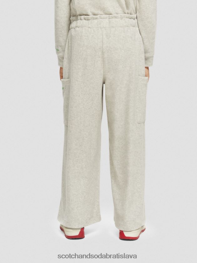 deti oblečenie sivá melanž Scotch & Soda vysoké cargo tepláky so širokými nohavicami 4ZV00D756