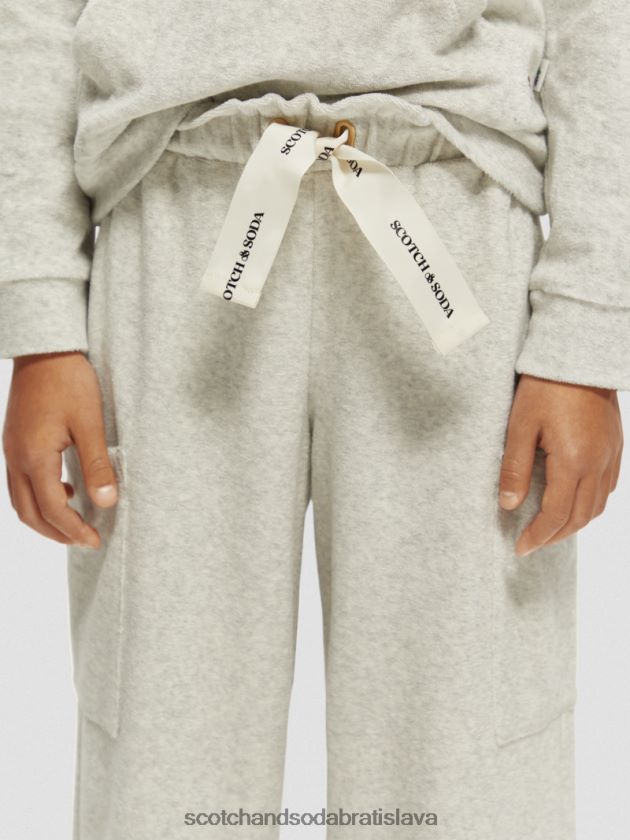 deti oblečenie sivá melanž Scotch & Soda vysoké cargo tepláky so širokými nohavicami 4ZV00D756