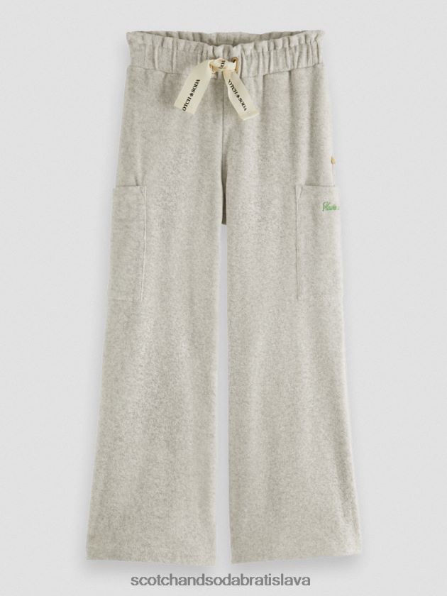 deti oblečenie sivá melanž Scotch & Soda vysoké cargo tepláky so širokými nohavicami 4ZV00D756