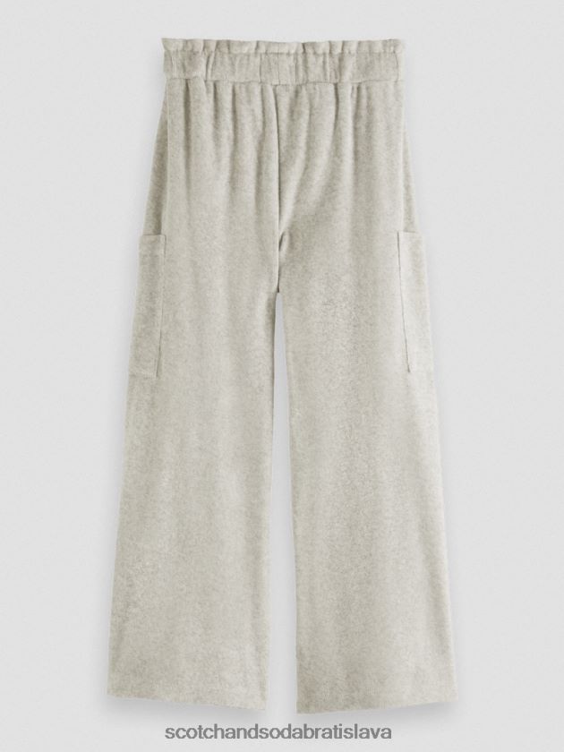 deti oblečenie sivá melanž Scotch & Soda vysoké cargo tepláky so širokými nohavicami 4ZV00D756