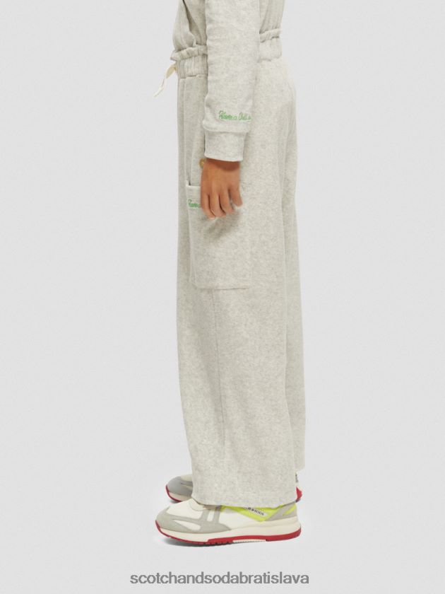 deti oblečenie sivá melanž Scotch & Soda vysoké cargo tepláky so širokými nohavicami 4ZV00D756