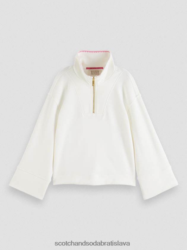deti oblečenie vanilkový ľad Scotch & Soda mikina s rukávom na trúbku do polovice zipsu 4ZV00D757