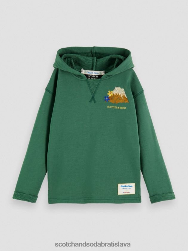 deti oblečenie vojenské Scotch & Soda vyšívaná mikina s kapucňou z organickej bavlny 4ZV00D774