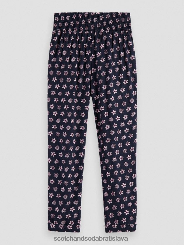 deti oblečenie nočný patchworkový kvet Scotch & Soda vysoké uvoľnené nohavice slim strihu s opaskom 4ZV00D759