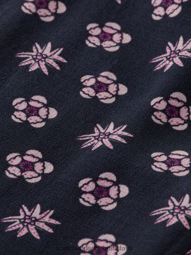 deti oblečenie nočný patchworkový kvet Scotch & Soda vysoké uvoľnené nohavice slim strihu s opaskom 4ZV00D759