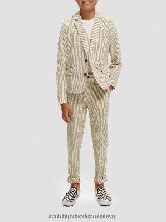 deti oblečenie pieskový pruh Scotch & Soda Voľný kužeľový strih pruhovaný seersucker chino 4ZV00D796