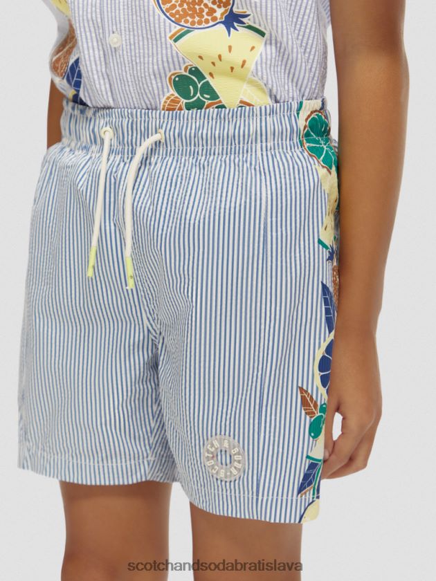deti oblečenie seersucker prúžok Scotch & Soda plavkové šortky s potlačou v strednej dĺžke 4ZV00D813