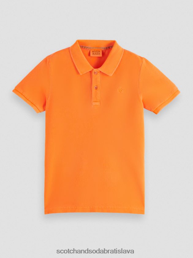 deti oblečenie neónová broskyňa Scotch & Soda pique pólo farbené na odeve 4ZV00D786