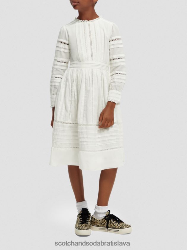 deti oblečenie off white Scotch & Soda midi šaty z organickej bavlny s dlhým rukávom 4ZV00D728