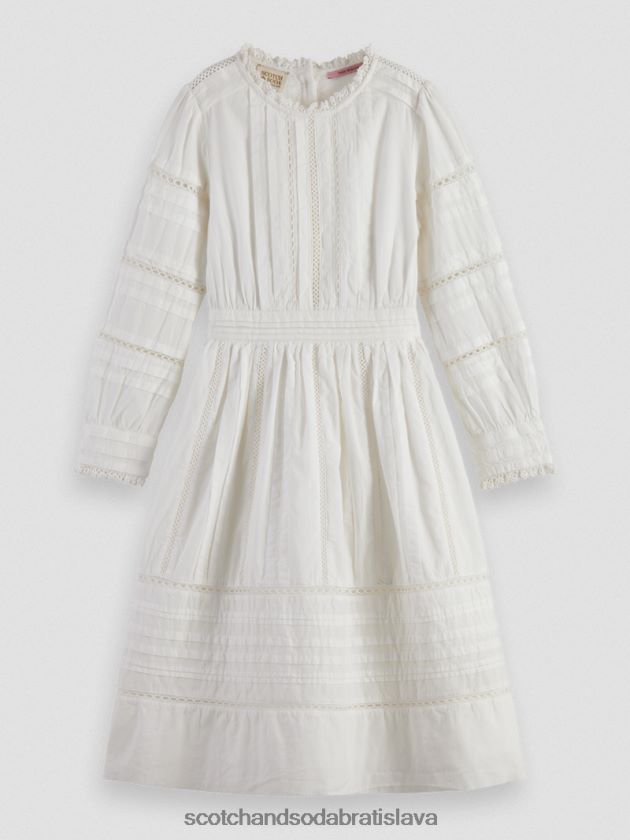 deti oblečenie off white Scotch & Soda midi šaty z organickej bavlny s dlhým rukávom 4ZV00D728