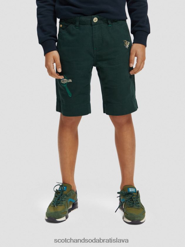 deti oblečenie les Scotch & Soda vyšívané umelecké diela šortky z ľanovej zmesi 4ZV00D807