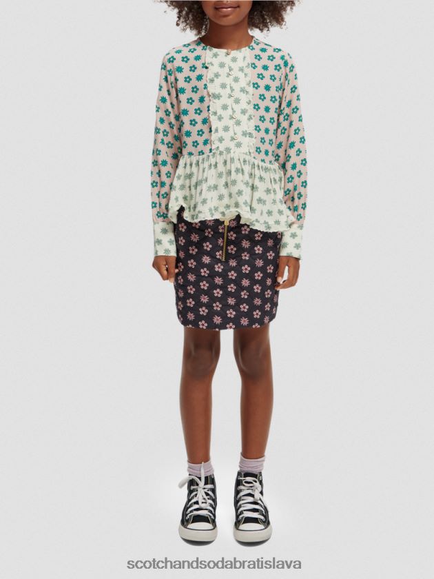 deti oblečenie patchworkový kvet Scotch & Soda top so zmiešanou potlačou s dlhým rukávom 4ZV00D743