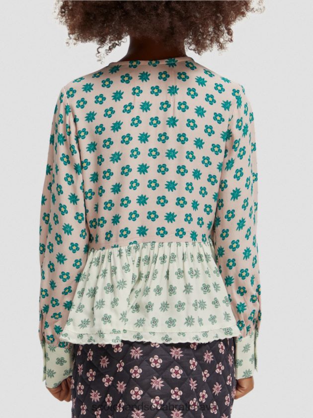 deti oblečenie patchworkový kvet Scotch & Soda top so zmiešanou potlačou s dlhým rukávom 4ZV00D743