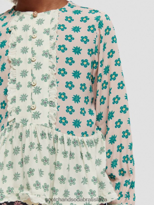 deti oblečenie patchworkový kvet Scotch & Soda top so zmiešanou potlačou s dlhým rukávom 4ZV00D743