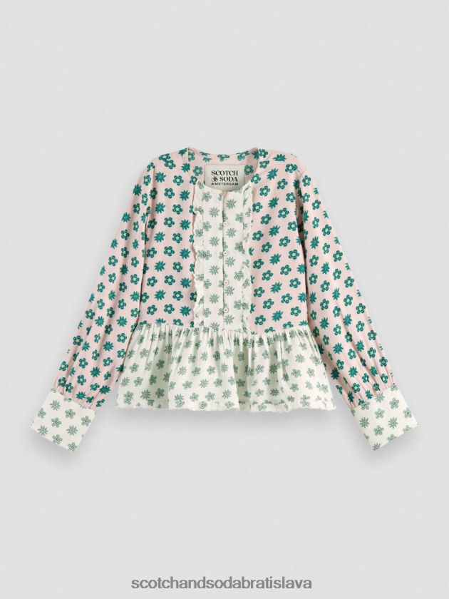 deti oblečenie patchworkový kvet Scotch & Soda top so zmiešanou potlačou s dlhým rukávom 4ZV00D743