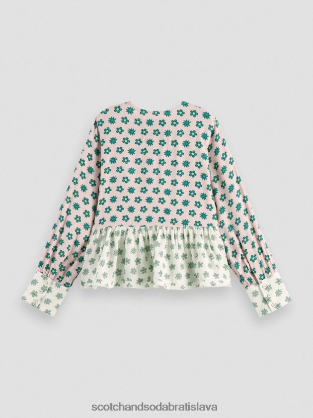 deti oblečenie patchworkový kvet Scotch & Soda top so zmiešanou potlačou s dlhým rukávom 4ZV00D743