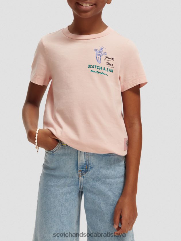 deti oblečenie červenať sa Scotch & Soda Tričko z organickej bavlny s umeleckým dielom a viazaným lemom 4ZV00D737