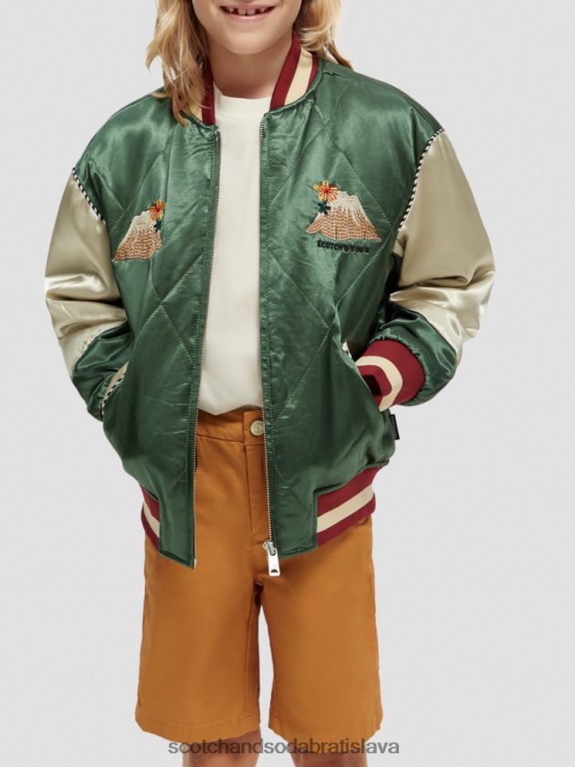 deti oblečenie vojenské Scotch & Soda vyšívaný saténový bomber 4ZV00D791