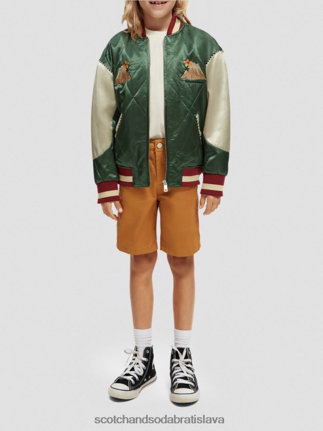 deti oblečenie vojenské Scotch & Soda vyšívaný saténový bomber 4ZV00D791