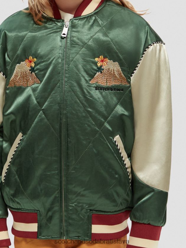 deti oblečenie vojenské Scotch & Soda vyšívaný saténový bomber 4ZV00D791
