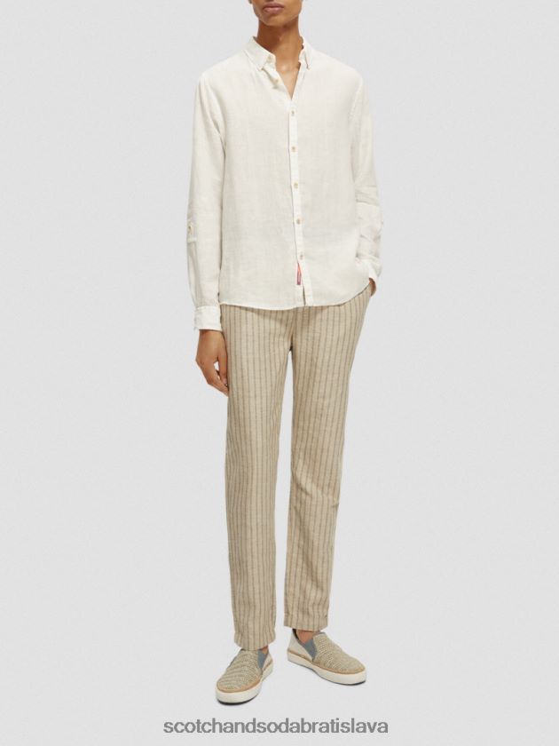 muži oblečenie biely Scotch & Soda ľanová košeľa s úpravou rukávov 4ZV00D294