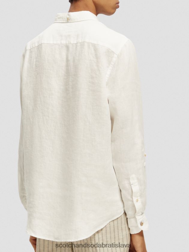 muži oblečenie biely Scotch & Soda ľanová košeľa s úpravou rukávov 4ZV00D294