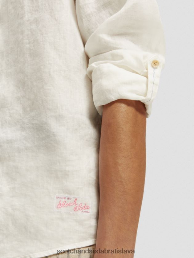 muži oblečenie biely Scotch & Soda ľanová košeľa s úpravou rukávov 4ZV00D294