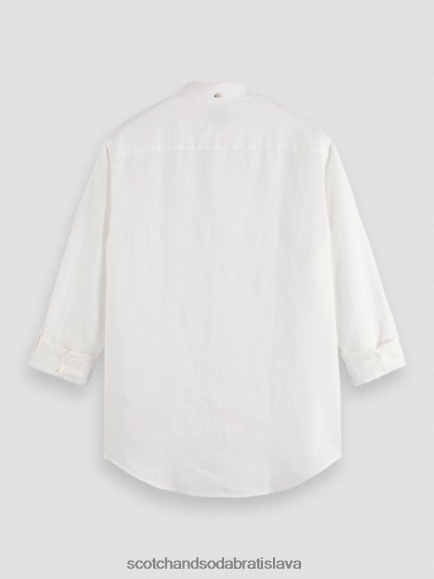 muži oblečenie biely Scotch & Soda ľanová košeľa s úpravou rukávov 4ZV00D294