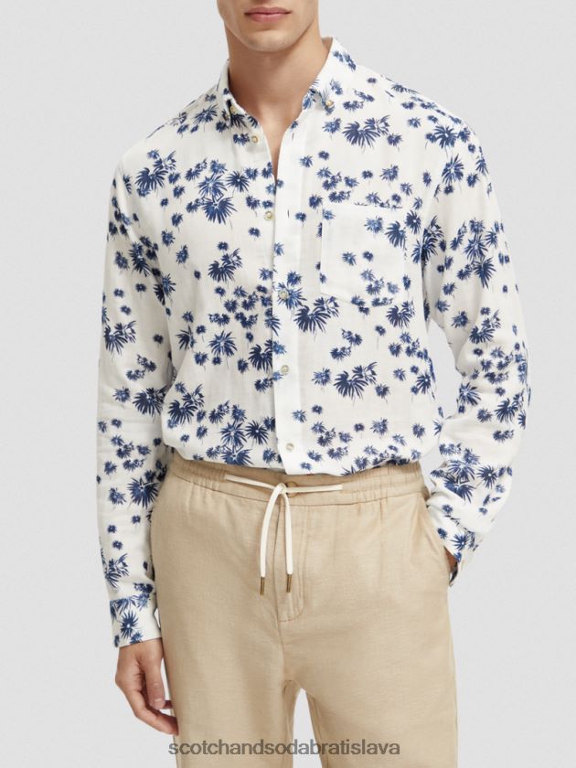 muži oblečenie biely ohňostroj aop Scotch & Soda viazaná košeľa regular fit s úpravou rukávov 4ZV00D334