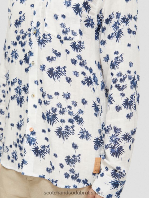 muži oblečenie biely ohňostroj aop Scotch & Soda viazaná košeľa regular fit s úpravou rukávov 4ZV00D334