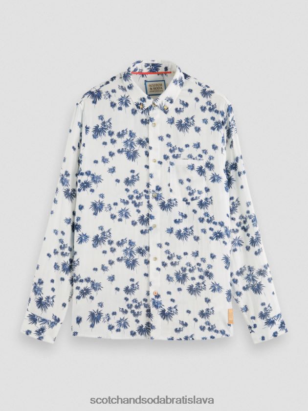 muži oblečenie biely ohňostroj aop Scotch & Soda viazaná košeľa regular fit s úpravou rukávov 4ZV00D334