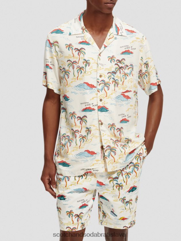 muži oblečenie biely palmový ostrov aop Scotch & Soda táborová košeľa s potlačou 4ZV00D305