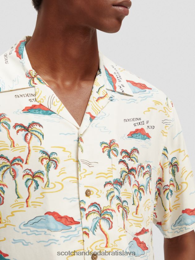 muži oblečenie biely palmový ostrov aop Scotch & Soda táborová košeľa s potlačou 4ZV00D305