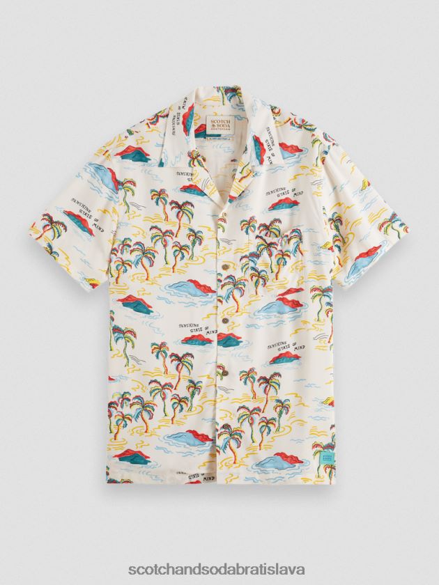 muži oblečenie biely palmový ostrov aop Scotch & Soda táborová košeľa s potlačou 4ZV00D305